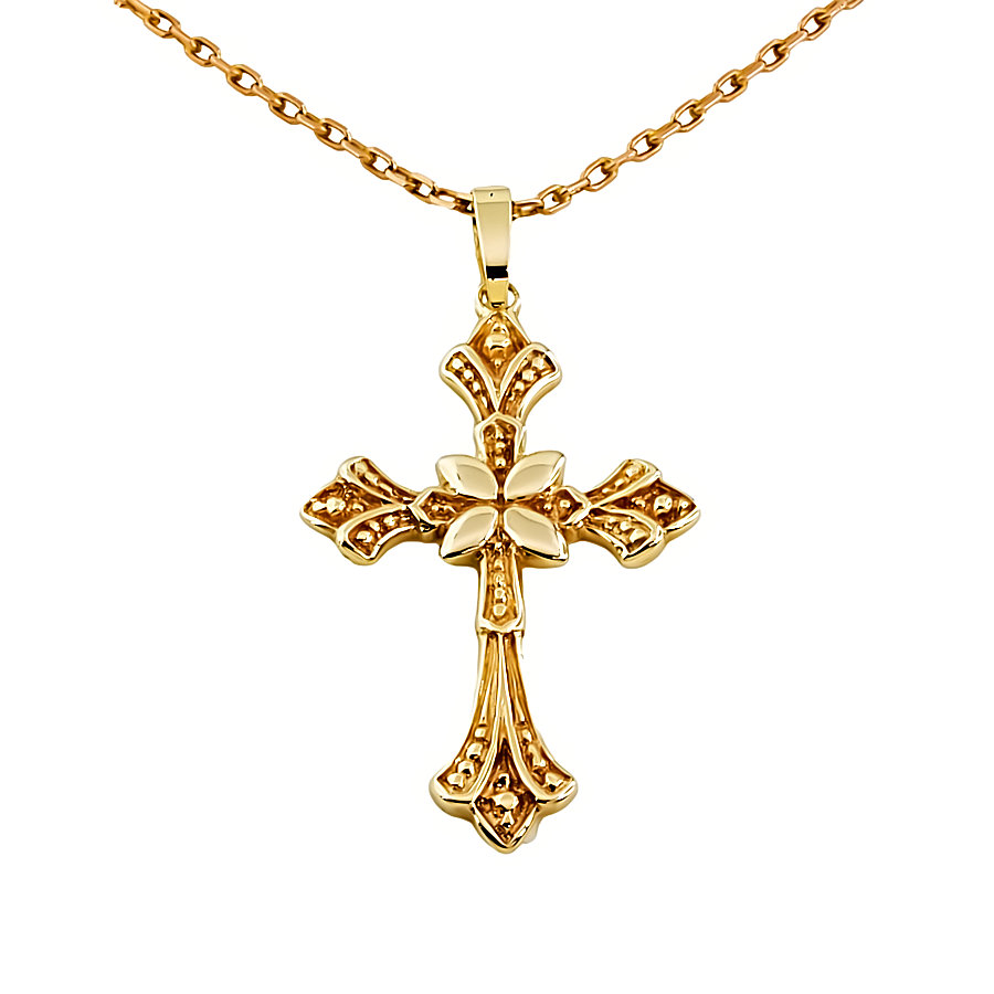 9ct gold 4.2g 17 inch Cross Pendant with chain